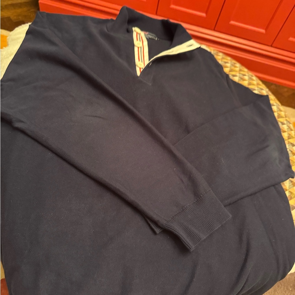 Like New Vineyard Vines Men's Deep Blue Cotton Button V Neck Sweater size XL